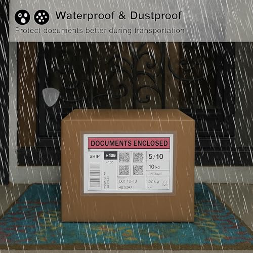 Image of Full Gumming Packing List Envelope 9.5x7 Inch A5 Size, Self-Adhesive Waterproof Document Pouch, Packing List Enclosed Invoice Sleeve for Shipping, Courier Use - Pack of 150 (241mm X 178mm)