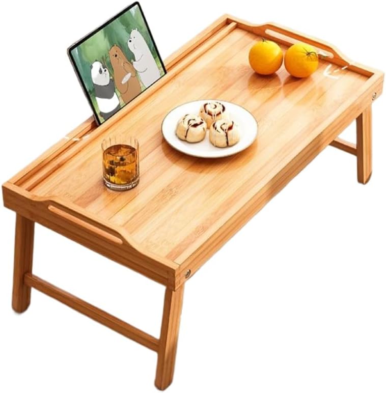 [With Folding Legs] Bamboo Low Table Bed Tray, Mini Chabu Table, Japanese Style Folding Table, Natural & Walnut, 2 Sizes to Choose (Natural, 19.7 x 11.8 x 9.8 inches (50 x 30 x 25 cm)