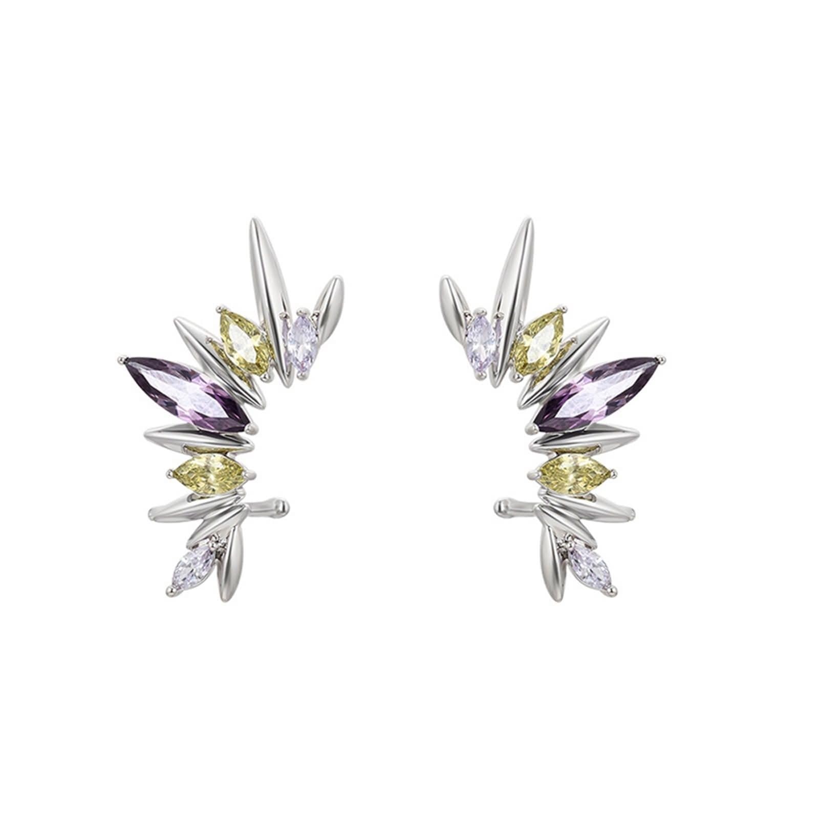Orecchini in oro bianco 9 K/14 K/18 K con ametista viola marquise forma geometrica