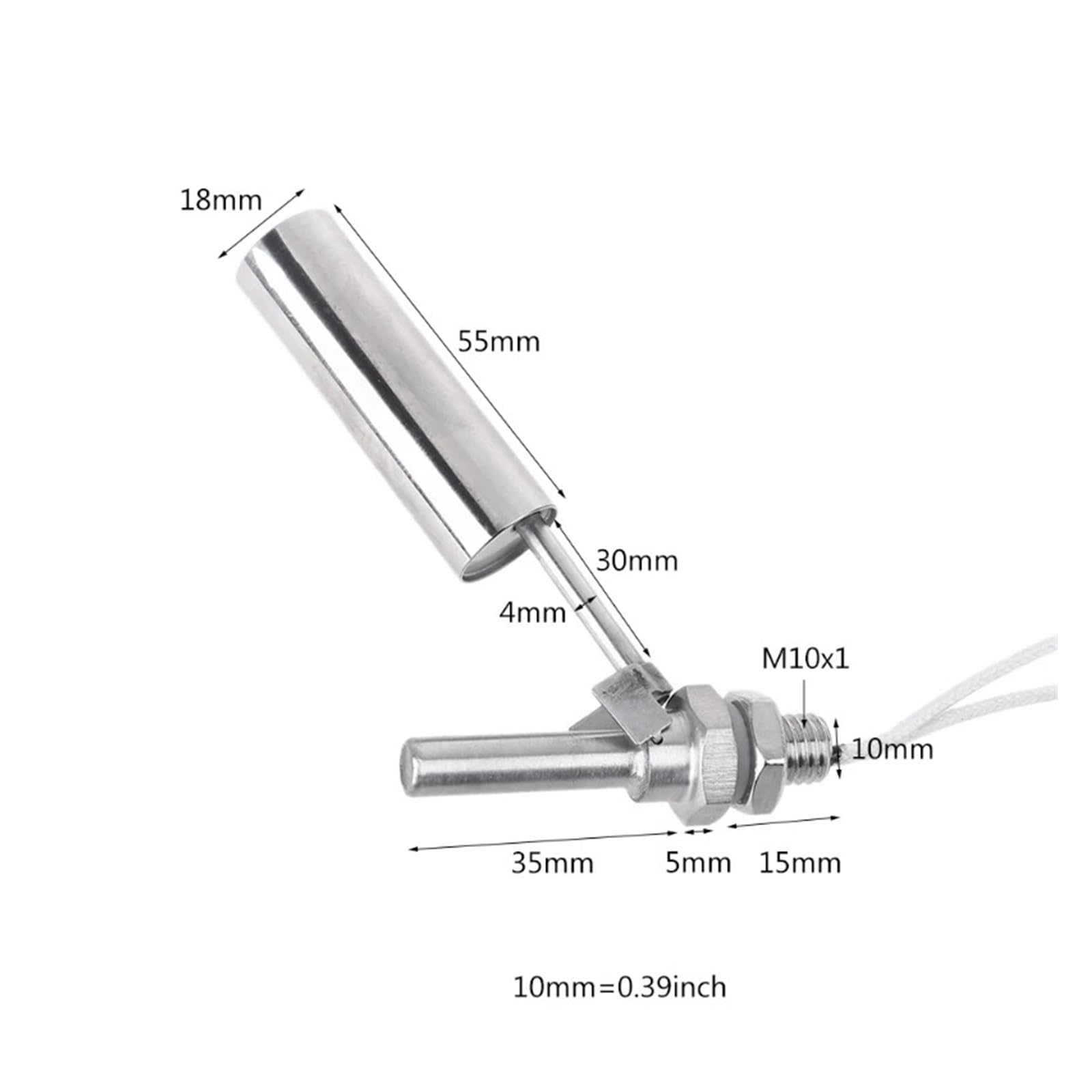 Interruttori a galleggiante in acciaio E8BD for pompa dell'acqua for serbatoio, piscina, laghetto da giardino, sensori di livello dell'acqua liquida, filettatura M10 0-220 V