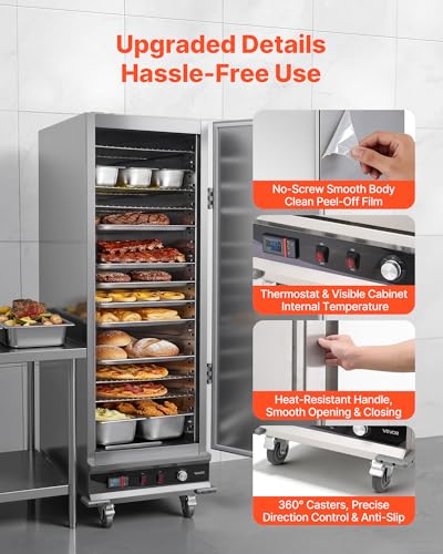 Image of VEVOR Electric Hot Box Food Warmer, 16-Tier Commercial Warming Cabinet with Water Tray, Single-Door and Adjustable Shelves, Stainless Steel Food Warmer Cabinet, for Restaurant, Kitchen, Pizza, Chicken