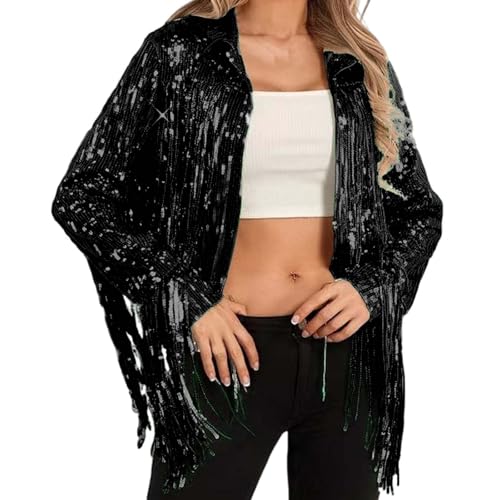 Manteau scintillant pour sublimer une tenue basique grâce à cette veste à franges
