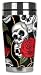 Mugzie Skull & Roses Travel Mug with Insulated Wetsuit Cover, 16 oz, Black