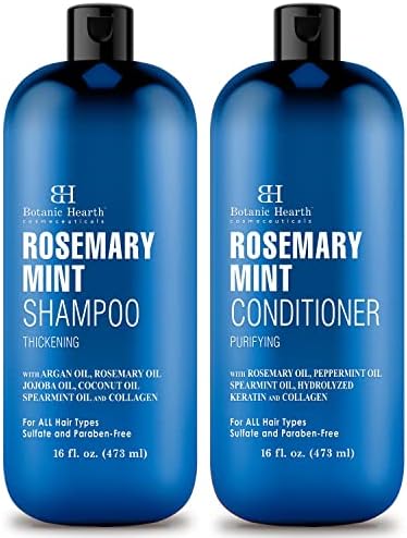 Botanic Hearth Rosemary Mint Shampoo and Conditioner Set for Men & Women – 16 fl oz each