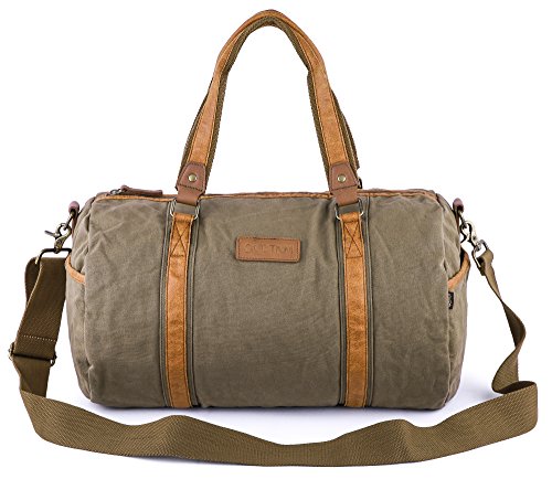 Gootium Duffle Bag - Canvas Travel Duffel Weekender Shoulder Bags Gym Tote, 28L, Army Green