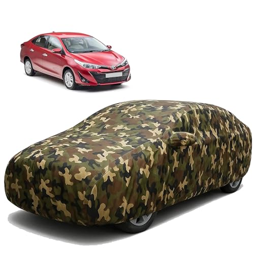 Image of Sulfar 100% Waterproof Car Body Cover Compatible with Mirror for Toyota Yaris with Long Lasting Durable Material (Triple Stitched, Full Bottom Elastic, Camouflage Army)