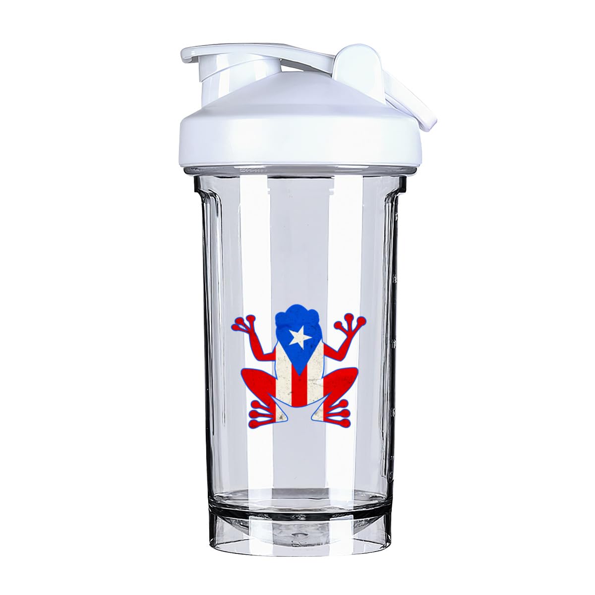 Porto Rico Puerto Frog 1 18 Ounce Shaker Cup,Fashion Theme Pattern Shaker Bottle Leak-proof Workout Shake Bottles 500ML/18 oz Perfect for Pre Workout White 0