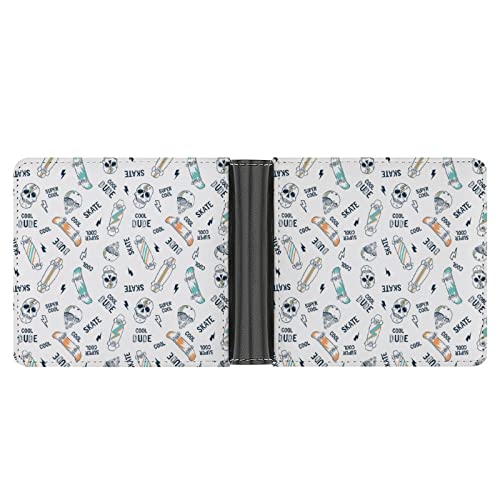 Herren Ledergeldbörse Skateboard Cool Portemonnaie Für Männer