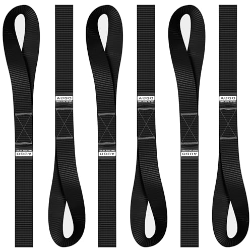 Soft Loop Tie Down Straps - 1 500 Load Capacity & 4 500 Lbs Breaking Strength - 6 Pack - Loops for Securing ATV UTV Motorcycles Scooters Dirt Bikes Lawn & Garden Equipment - by AUGO