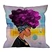 African Pillow Covers Decorative by HGOD Designs African Women American Pattern with Purple Hair Hairstyle Cotton Linen Print Square Pillow Case for Men/Women/18x18 inch Navy Blue Yellow Purple