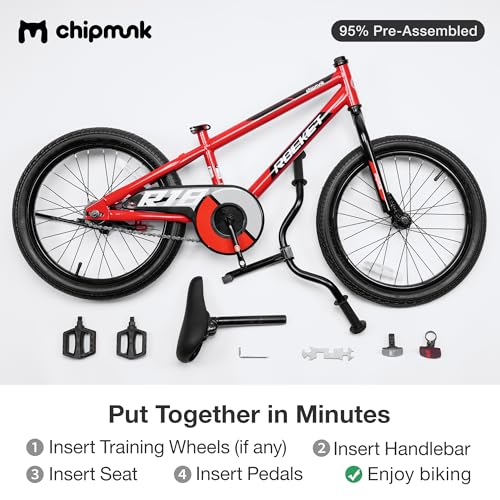 Image of Chipmunk Kids Bike 12 14 16 18 Inch Bicycle with Training Wheels Beginners Boys Girls Ages 3-10 Years Multiple Colors