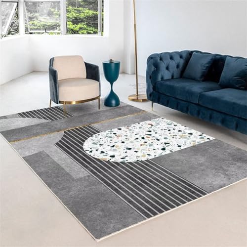 Tapis moderne au design rayé raffiné et tapis salon doux gris premium - 2