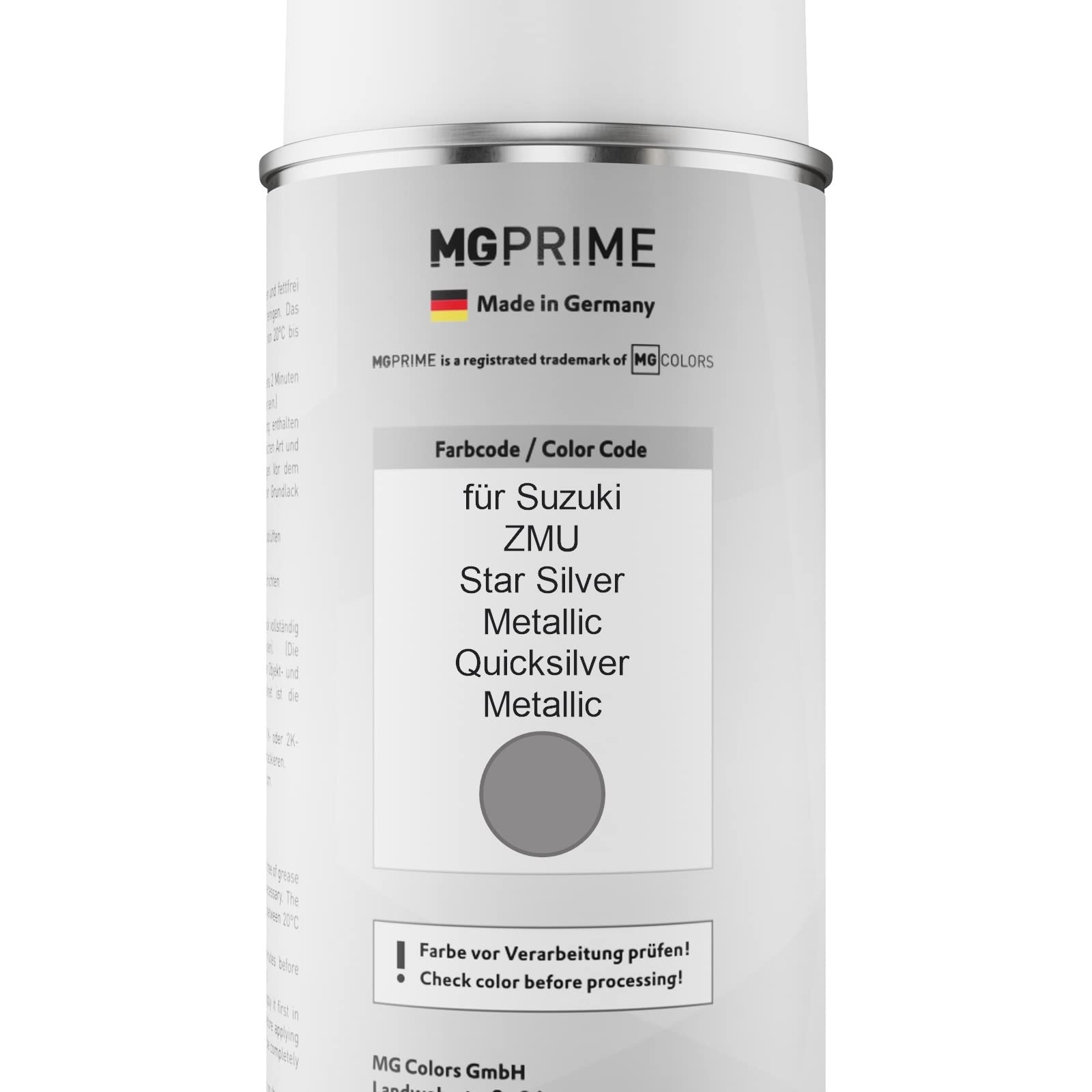 MG PRIME Vernice Per Auto Kit Di Bombolette A Spruzzo Per Suzuki ZMU Star Silver Metallic/Quicksilver Metallic Bomboletta Spray Da 400ml Di Vernice Di