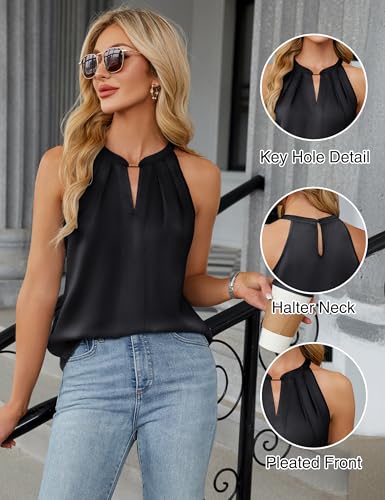 Blooming Jelly Womens Summer Tank Tops Satin Business Dressy Casual Blouses Sleeveless Halter Trendy Work Shirts 20252