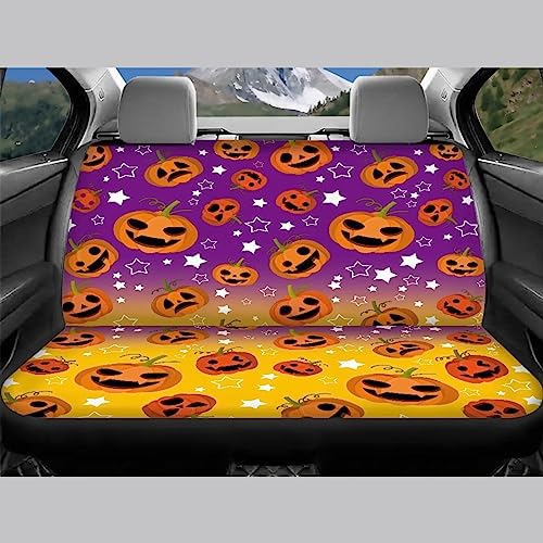 Image of Funny Custom Women Men Car Seat Cover Full Set Breathable Elastic Fitted Pumpkin Halloween Automotive Seat Protector Non Slip Full Coverage Two Front Seat Covers Rear Back Bench for Most Trucks SUV