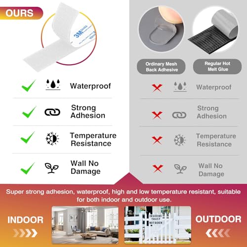 Image of Hook and Loop Strips with Adhesive 1x5IN 20Pairs /40Strips, White Strong Sticky Back Fastener, Heavy Duty Double-Sided Adhesive Hanging Strips for Home Office School