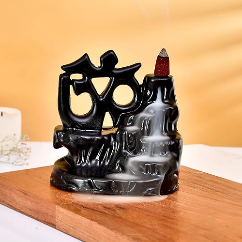 Image of CRAFTAM Polyresin Smoke Backflow Fountain with 20 Free Backflow Cones Showpiece Figurine for Gift (OM Black