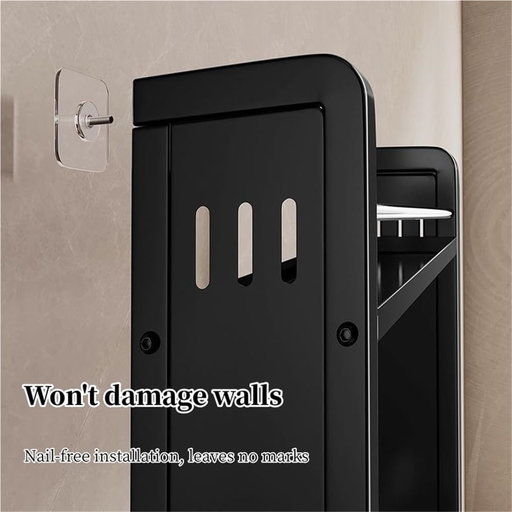 Metal Narrow Storage Shelf, Multi-Tier Over The Door Organizer with Pegboard, No-Drill Bathroom Shelf, Slim Shelf for Living Room or Balcony