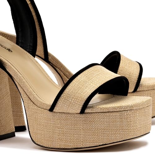 Dolly Sandal In Beige Raffia And Black Trimming4