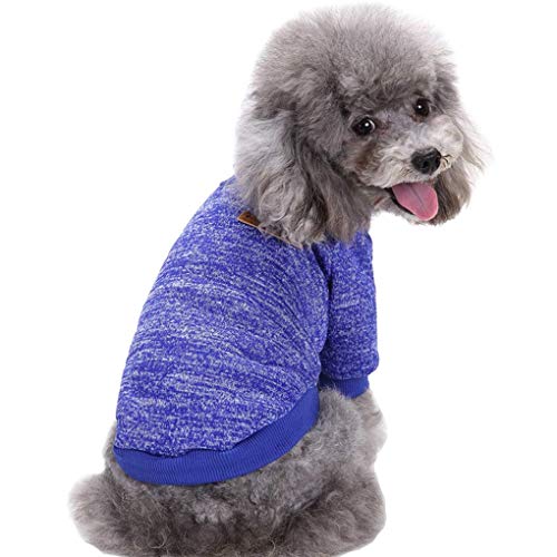 Image of Pet Dog Classic Knitwear Sweater Warm Winter Puppy Pet Coat Soft Sweater Clothing for Small Dogs (XXS, Dark Blue)