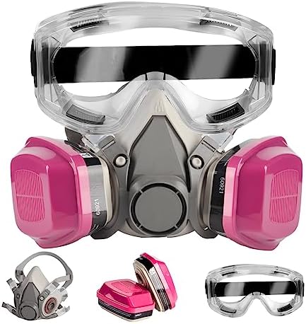 Staubmaske Atemmaske: Atemschutzmaske Staub Schutzmaske mit Filter & Brille | Staubschutzmaske Feinstaub Gasmaske mit Staubfilter 60921, Atemschutz Maske für Lackier, Schleifen, Ga