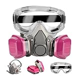TYAKRI Reusable Half Facepiece 6200 - Respirator Mask with 60921 Filters, Dust Face Cover with Safety Goggles, Safety Spray Painting Face Mask, Half Face Gas Mask for Dust,Fumes,Sanding,Gas,Vapor