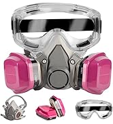 Wfoai Respirator Mask with Filters 60921: Half Face Gas Mask with Goggles Reusable Respirator for...