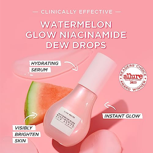 Glow Recipe Watermelon Niacinamide Dew Drops - Brightening, Plumping Hydrating Face Serum, Makeup Primer + Liquid Highlighter with Hyaluronic Acid - Dewy & Glowing Korean Skin Care (40ml) - Image 2