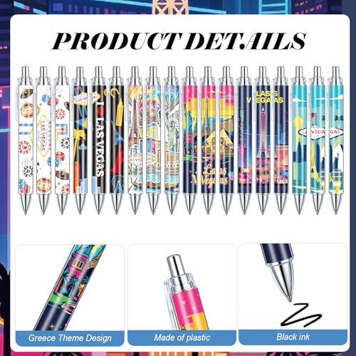 Image of Sayglossy 36 Pcs Las Vegas Ballpoint Pen Collectible Las Vegas Gift Pen Bulk Retractable USA Souvenirs for Office Supplies, 6 Styles, Black Gel Ink