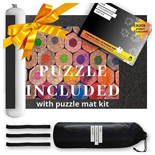 Puzzle Mat Roll Up for Jigsaw Puzzles Includes a Bonus 500 Piece Jigsaw Puzzle. Large Felt Mat for 500 1000 & 1500 pieces. A Full Set Packaged Nicely in a Quality Box