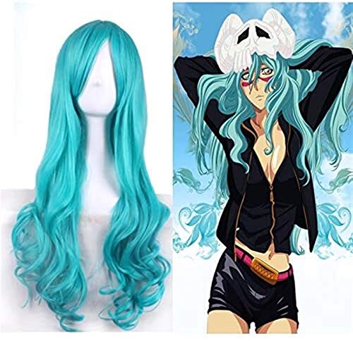 Aniwig Bleach Neliel Tu Oderschvank Wavy Longue Cosplay Costume Costume Synthétique Hair Halloween Costume Perruques pour Femmes + Perruque Cover