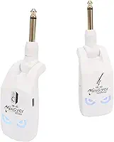 Miwayer Sistema de guitarra sem fio de 2,4 GHz, bateria de lítio recarregável, transmissor de áudio sem fio, receptor para guitarra elétrica baixo violino teclado instrumentos (HB-40 branco)