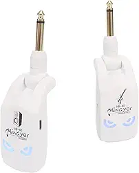 Miwayer Sistema de guitarra sem fio de 2,4 GHz, bateria de lítio recarregável, transmissor de áudio sem fio, receptor para guitarra elétrica baixo violino teclado instrumentos (HB-40 branco)