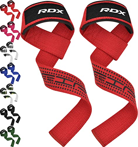 RDX Zughilfen Krafttraining Lifting Straps, 60CM Lang Profi Gym Bodybuilding Kreuzheben Gewichtheben Zubehör, 5MM Gepolstert Handgelenkschutz Griff, Fitness Powerlifting Deadlift Männer Frauen