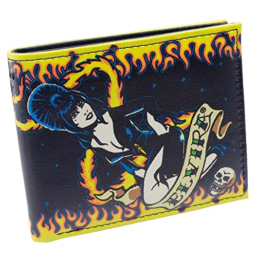 kreepsville 666 Gothic Elvira Mistress of the Dark Flame Skull Heart Tattoo Bi Fold Wallet