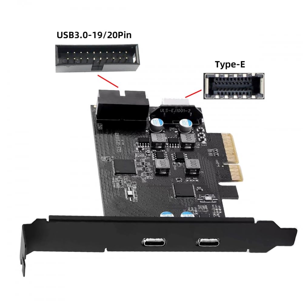 CY Karta typu E USB 3.1 gniazdo na panelu przednim i USB3.0 19-pinowy/20-pinowy i podwójny adapter karty USB-C na PCI-E Express ASM3142 VL822