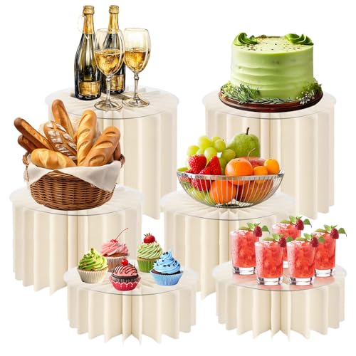 Afeeler Lot de 6 Rehausseurs de Buffet, Presentoir Aperitif Buffet Pliable, Support Gâteau en Acrylique et Carton pour Buffet Mariage Fête Anniversaire...