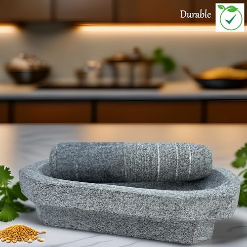 Neolithic | Stone Kalvam -Traditional Mortar and Pestle|10 Inch| Heavy Duty |Authentic Indian Kitchen Tool for Grinding Spices and Grains