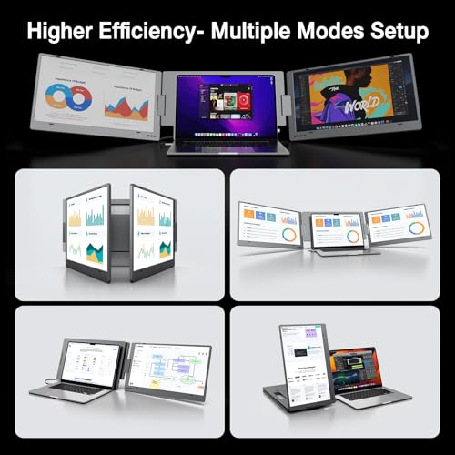 Image of KYY Laptop Screen Extender, 15.6 inch Laptop Monitor Extender with Type-C Plug&Play, 1080P FHD Portable Triple Monitor for Laptop with Alloy Dual Monitor fits 13 inch-17 inch, Portable Monitor for Mac /Wins /Chrome