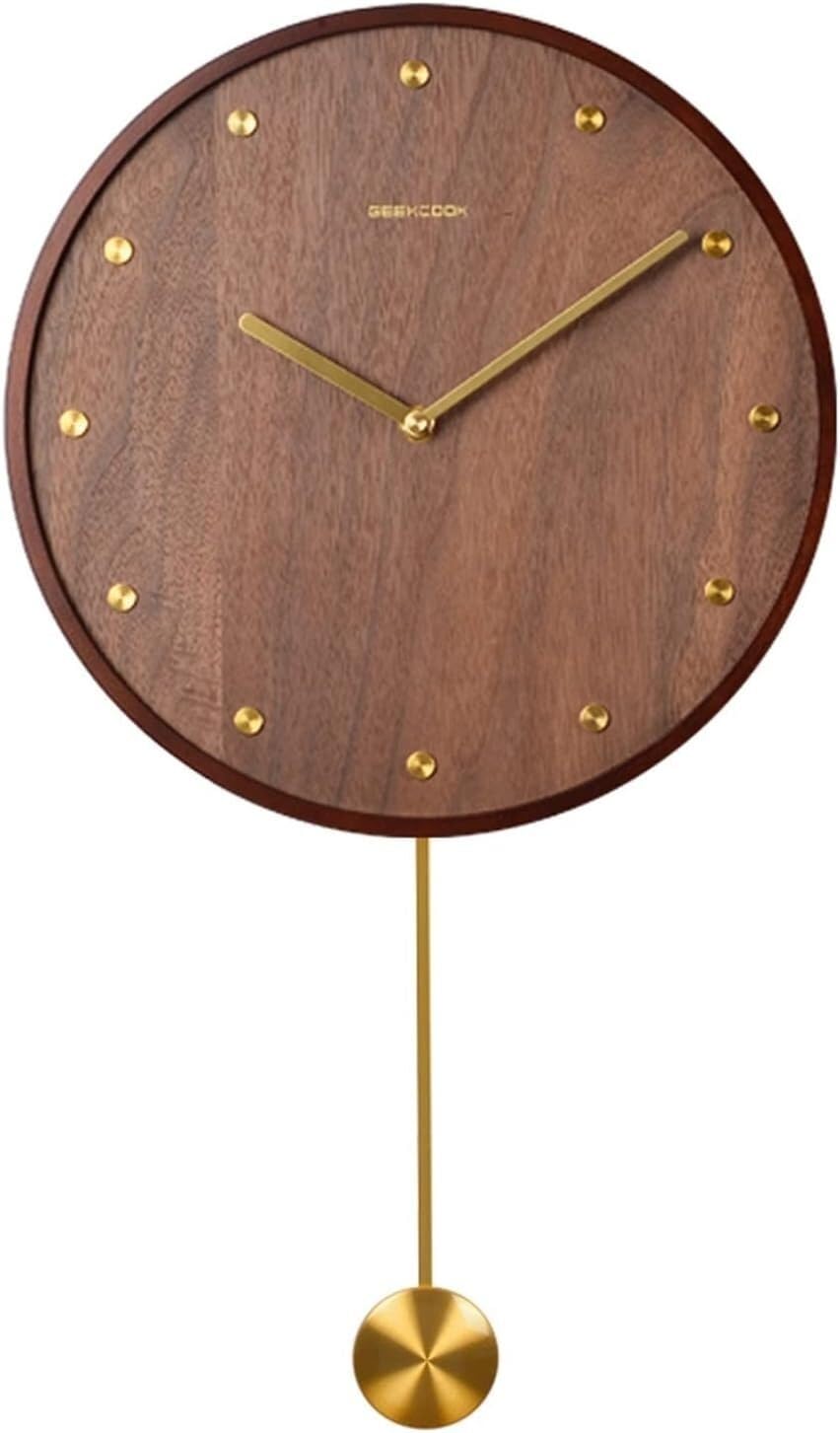 Dveggee One Color Wall Clock New Chinese Style Log Wall Clock Living Room Simple Modern Minimalist