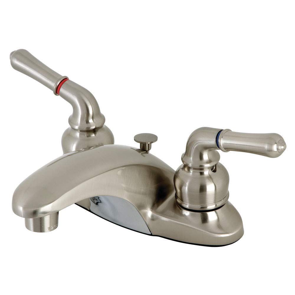 Kingston Brass KB628B Magellan 10,16 cm Centerset Banyo Bataryası, Fırçalanmış Nikel
