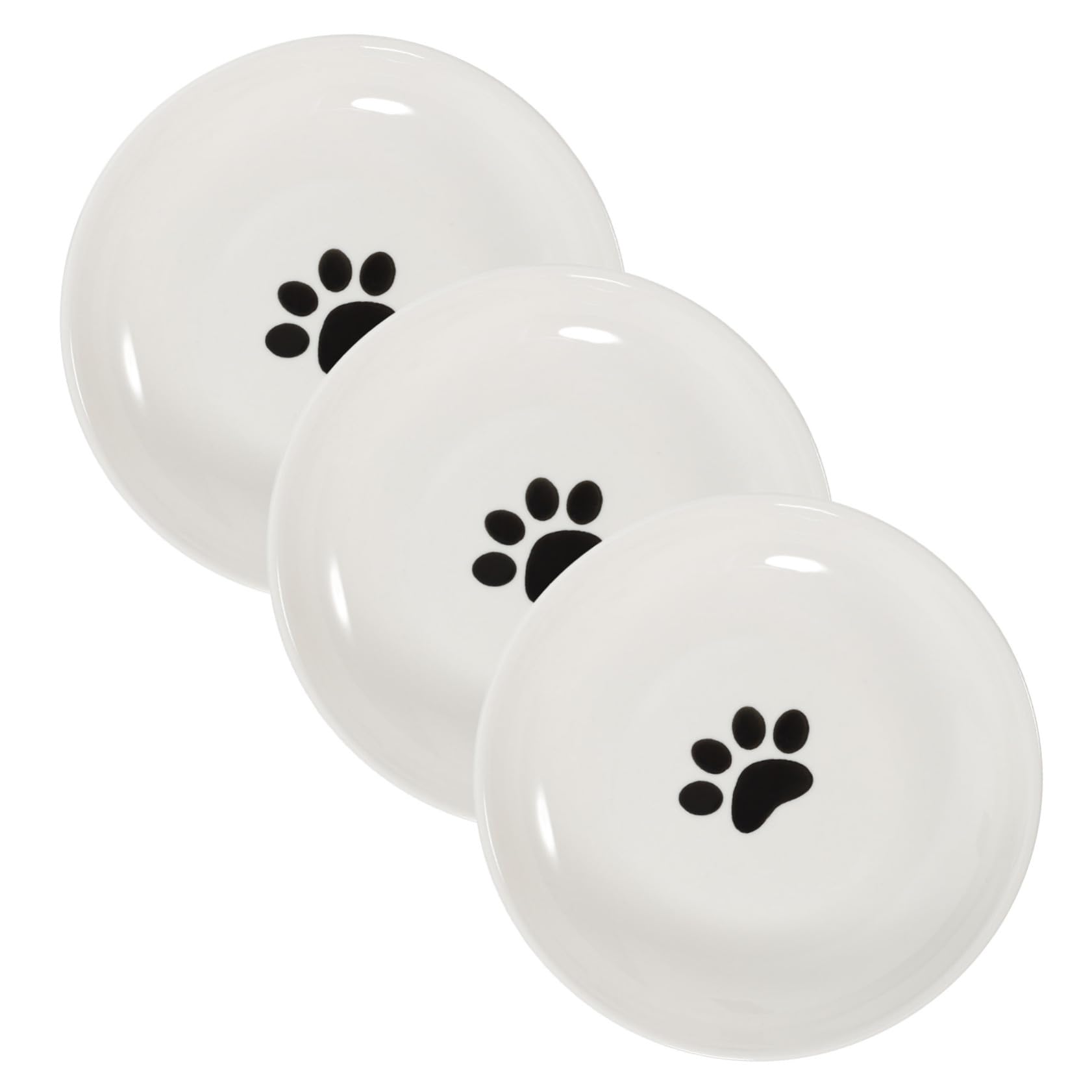 Didiseaon Ceramica 3 Ciotole per Gatti, Base Antiscivolo in Silicone, Piatte e Larghe, per’alimentazione Comoda dei Gatti Piccoli