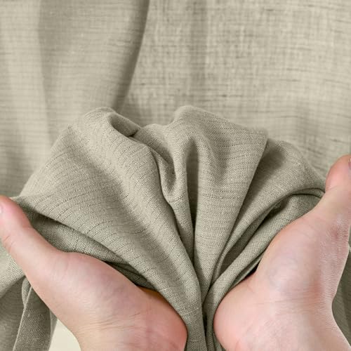 Image of jinchan Linen Curtains Light Filtering Back Tab 50x84 Inch 2 Panels Green