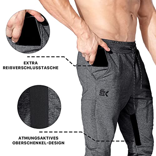 BROKIG Jogginghose Herren Baumwolle Sporthose Joggers Trainingshose Fitness Slim Fit Hose(Dunkelgrau,L)