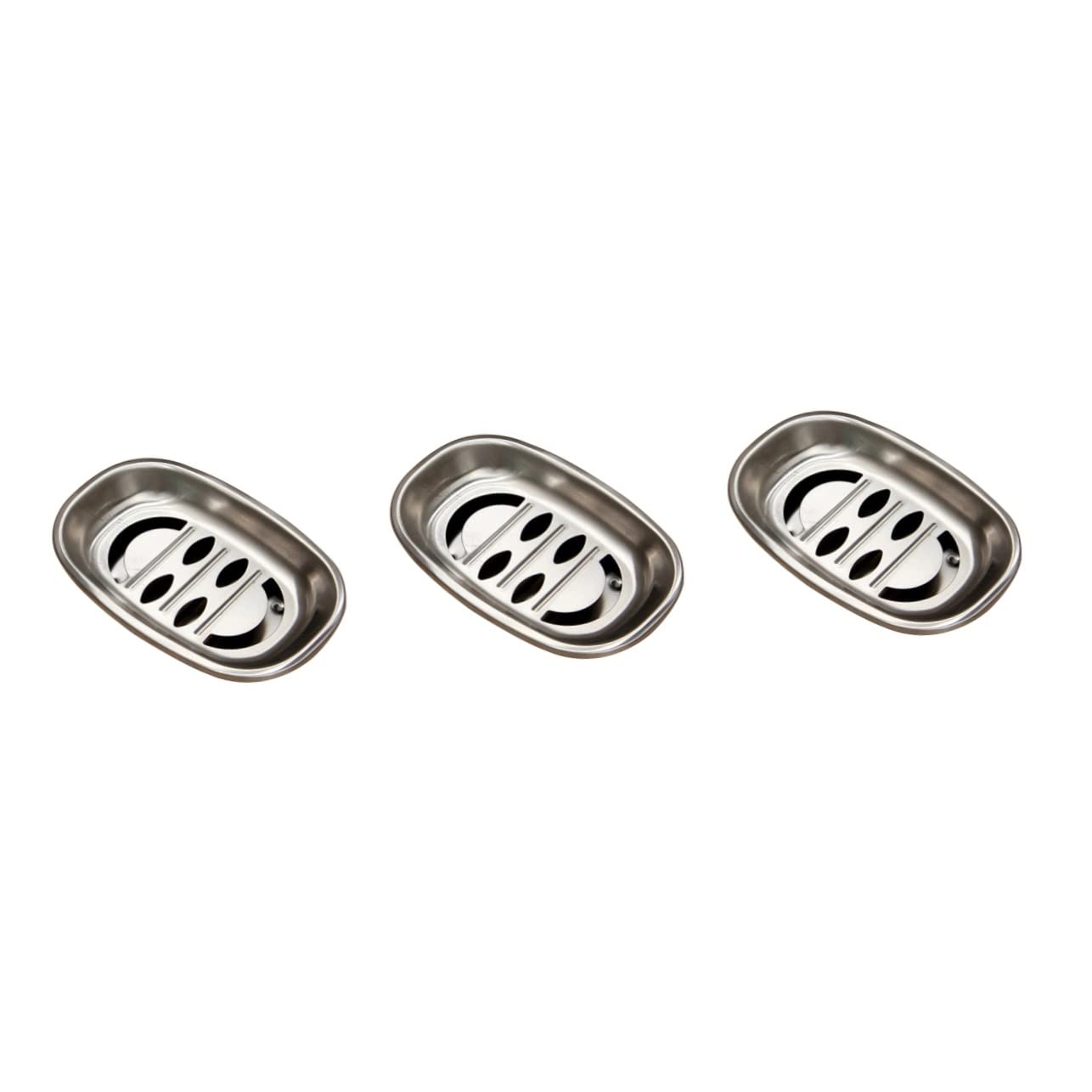 Zerodeko 3piezas Jabonera De Acero Inoxidable De Doble Capa Drenaje Soporte para Jabón Ovalado para Baño y Cocina Fácil De Limpiar