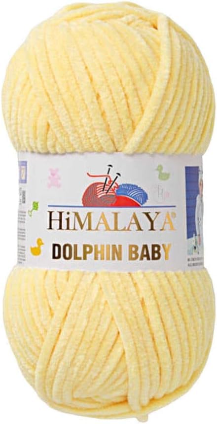 Himalaya Dolphin Baby Yarn Each Skein 100gr 120m Super Bulky Yarn for Knitting&Crocheting Ideal for Cardigans Shawls Blankets Hats and Home Textiles (1, 80302 Light Yellow) — image 1
