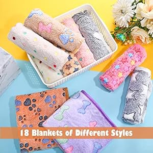 Chumia-18-Pcs-Fleece-Pet-Blanket-Soft-Warm-Sleep-Mat-Fluffy-Cute-Puppy-Supplies-Paw-Bone-Star-Elephant-Dot-Heart-Print-Design-Bed-Blankets-for-Dog-Cat-Kitten-Animals-23-x-16-Inch - Cucciolini Doodles   Chumia-18-Pcs-Fleece-Pet-Blanket-Soft-Warm-Sleep-Mat-Fluffy-Cute-Puppy-Supplies-Paw-Bone-Star-Elephant-Dot-Heart-Print-Design-Bed-Blankets-for-Dog-Cat-Kitten-Animals-23-x-16-Inch