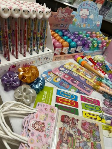 CAIXA e Kit Escolar Surpresa Kawaii Papelaria Fofa com 25 itens: canetas exclusivas, lapiseira decor