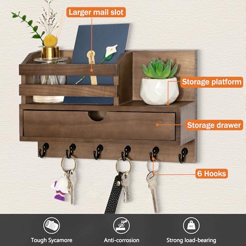 dreampossible-Key-and-Mail-Holder-for-Wall-Mail-Organizer-Wall-Mount-with-6-Hooks-and-Storage-Drawer-Wooden-Key-Rack-Hanger-with-Shelf-for-Entryway-and-Home-Decor
