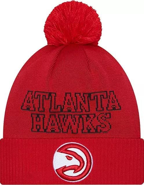 New Era Unisex-Adult NBA Official Sport Knit Sideline Cuffed Knit Pom Beanie Hat (US, Alpha, One Size, Atlanta Hawks)